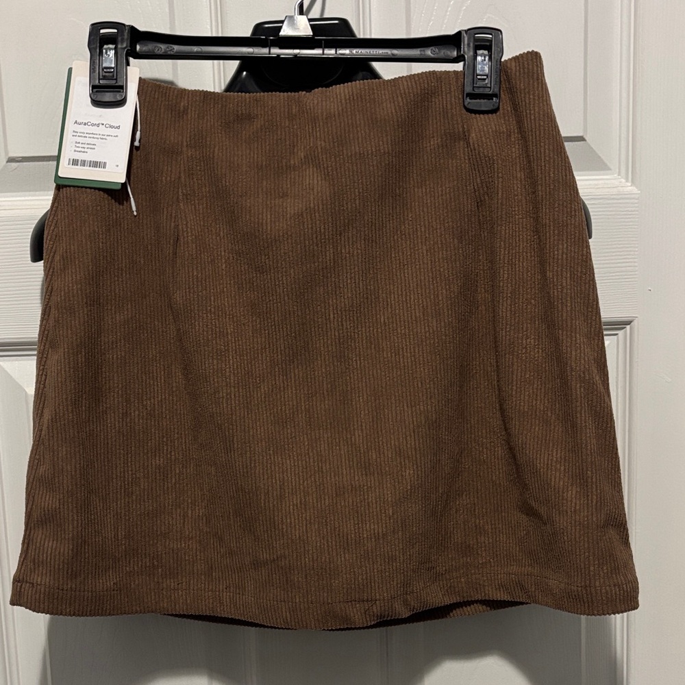 HALARA Corduroy Brown A-Line Skirt